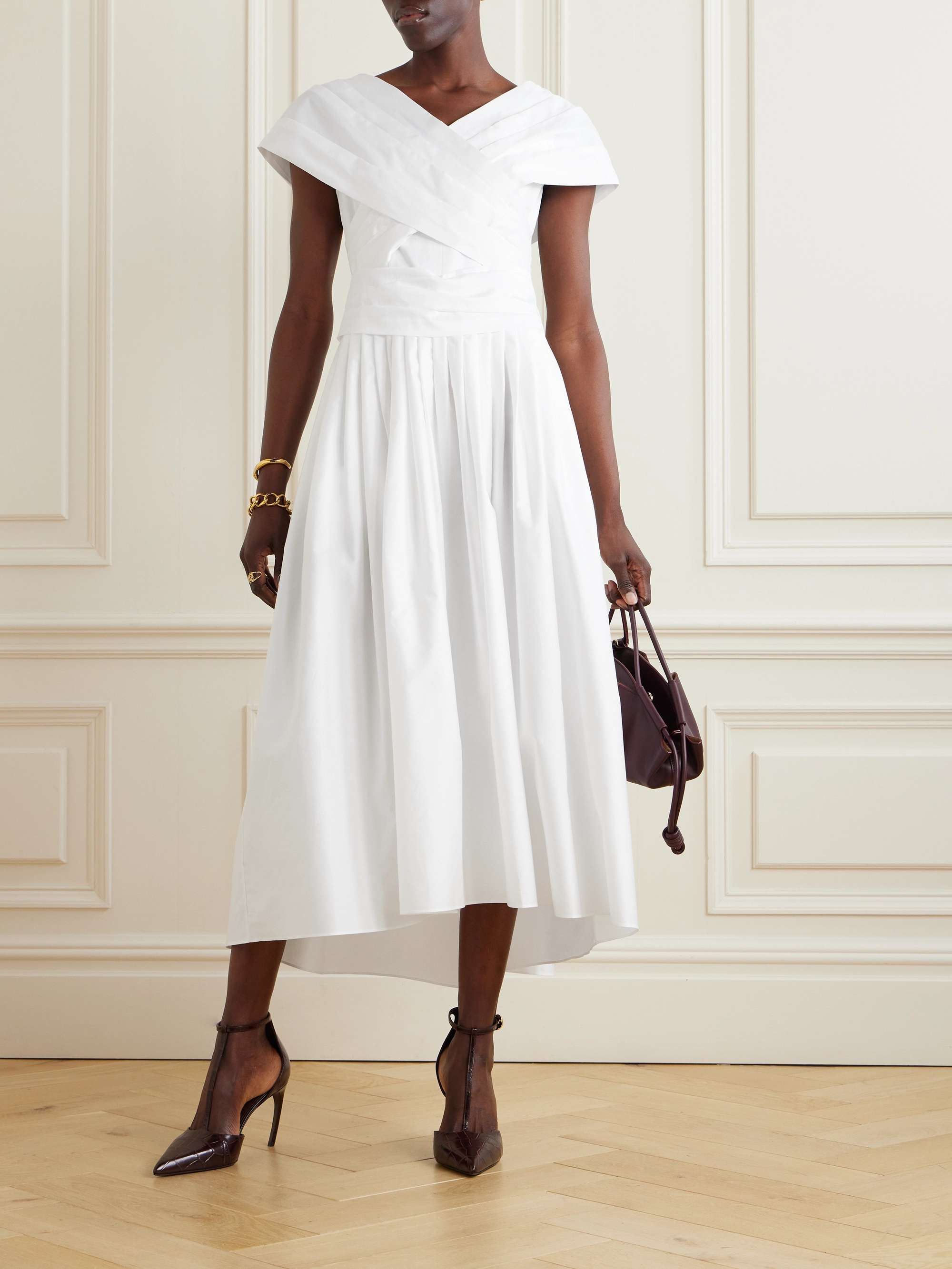 ADAM LIPPES Wrap effect cotton poplin midi dress NET A PORTER
