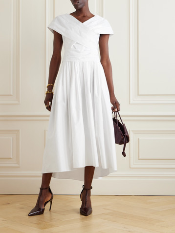 Adam Lippes Wrap-effect cotton-poplin midi dress