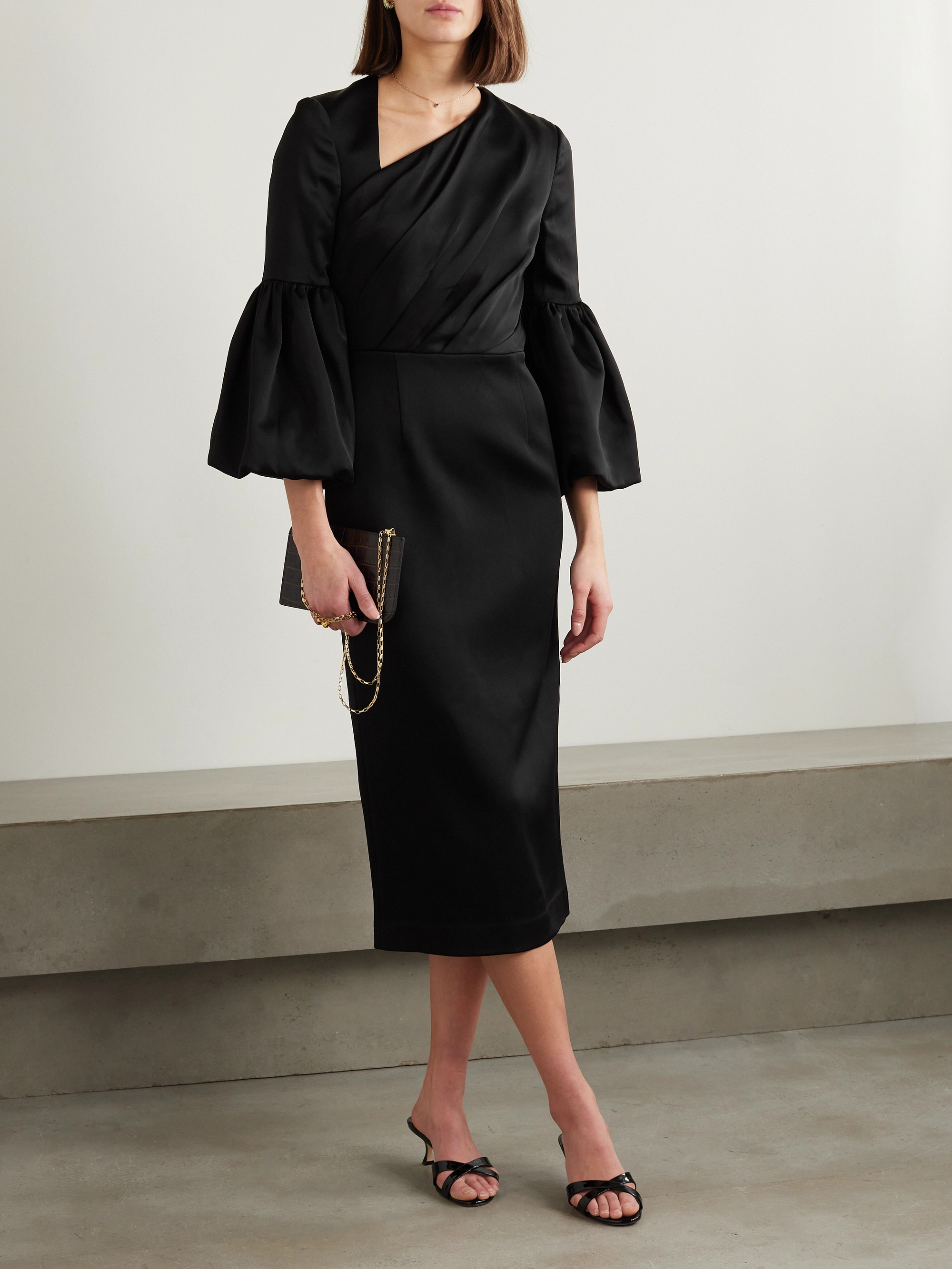 rebecca vallance black midi dress Alexandrite Short Sleeve Midi Dress Size 4
