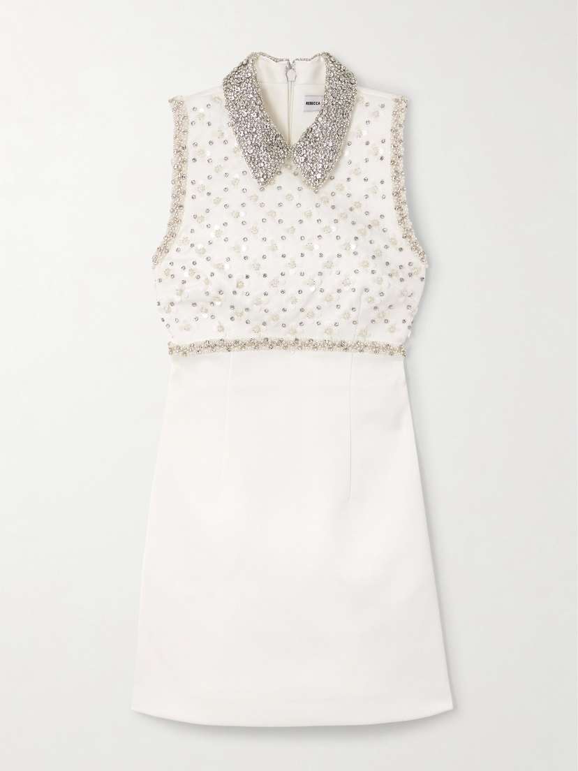 Rebecca Vallance Delaney Embellished Crepe Mini Dress - UK 4