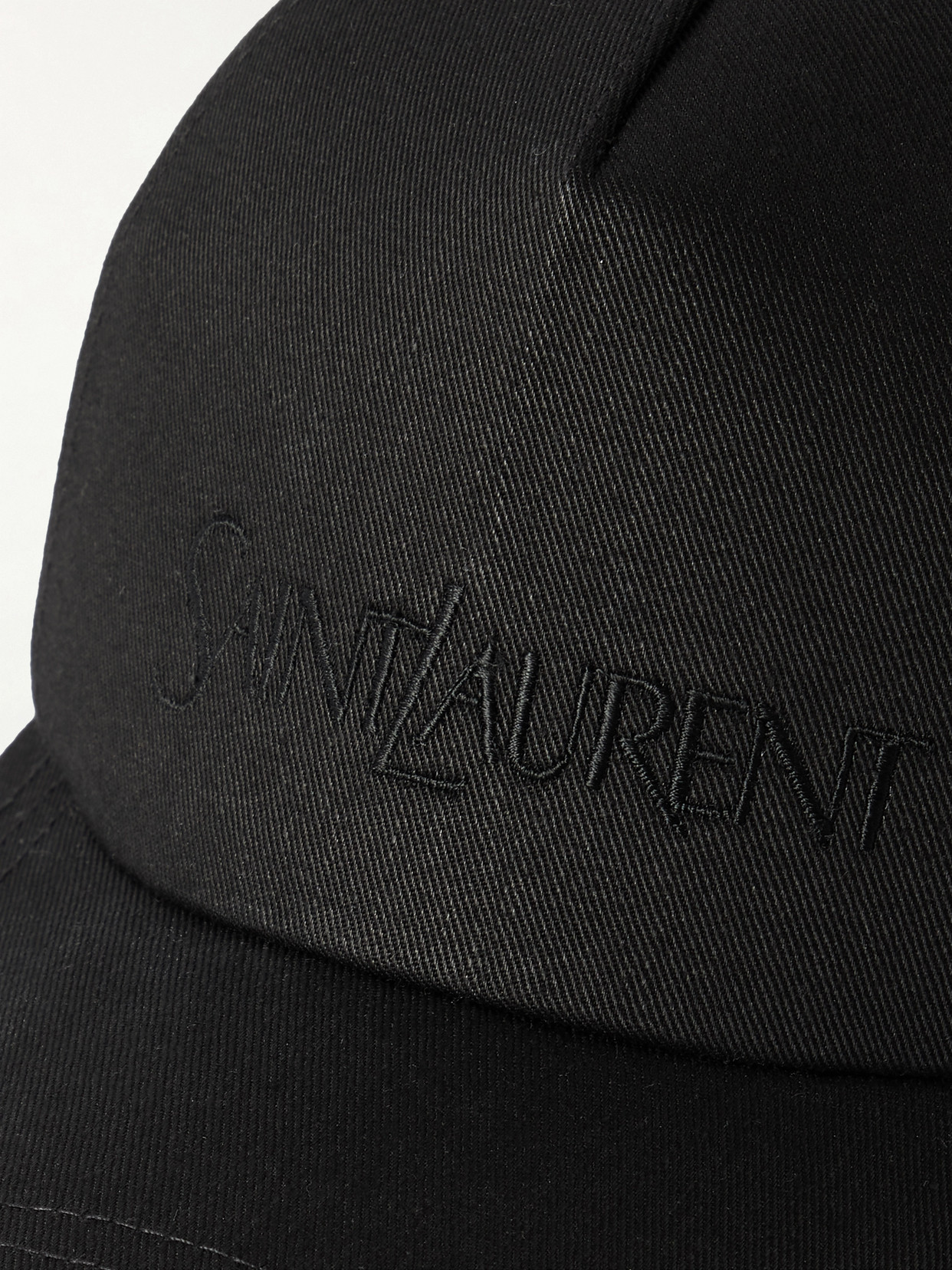 Shop Saint Laurent Embroidered Cotton And Linen-blend Gabardine Baseball Cap In Black