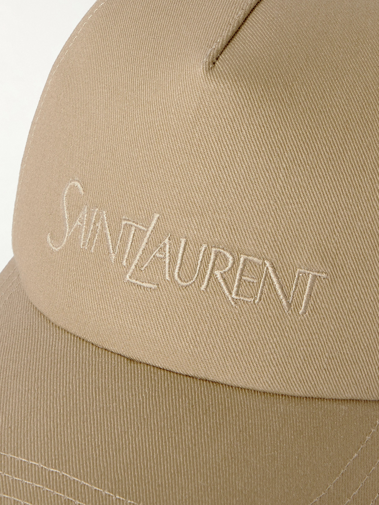 Saint Laurent Embroidered Cotton And Linen-blend Gabardine Baseball Cap In Neutrals