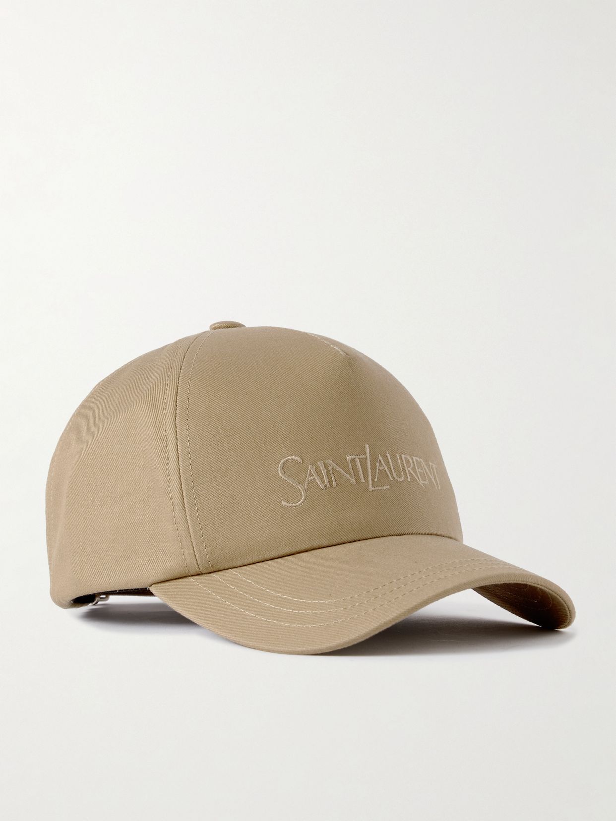 Embroidered cotton and linen-blend gabardine baseball cap