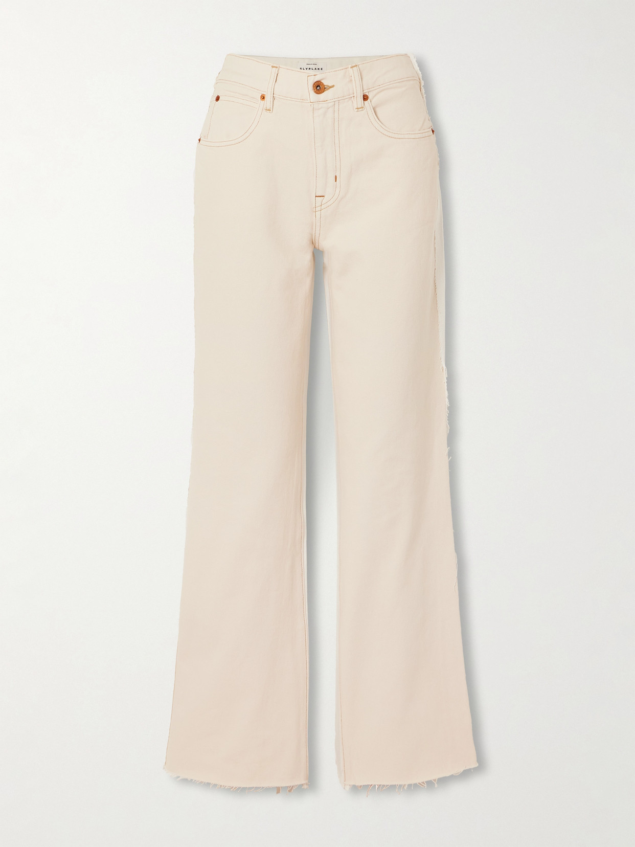 Slvrlake Re-work Grace Paneled High-rise Wide-leg Jeans In Ecru