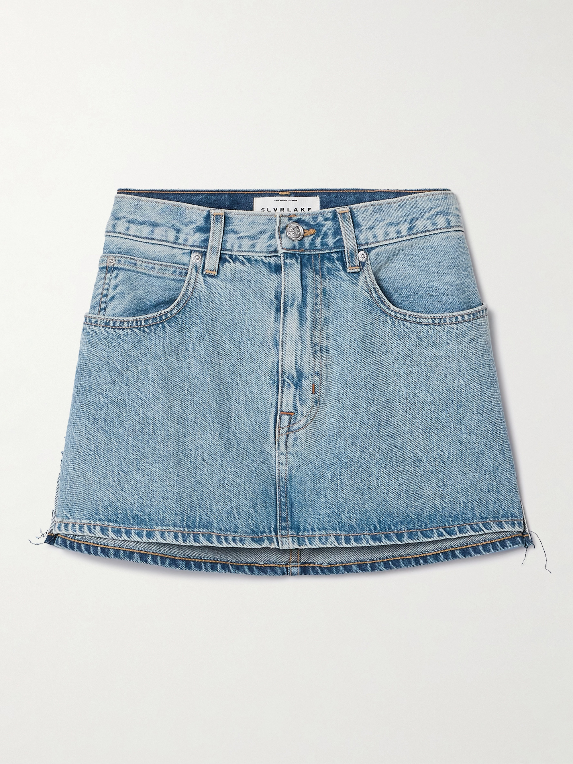 SLVRLAKE Frayed paneled denim mini skirt thumbnail