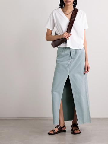 SLVRLAKE Frayed denim maxi skirt