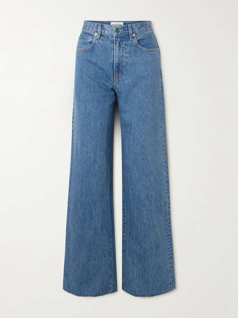 SLVRLAKE Grace Frayed Mid-rise Wide-leg Jeans