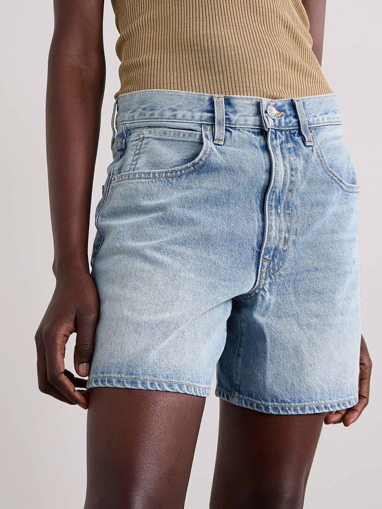 SLVRLAKE WALKER DISTRESSED DENIM SHORTS
