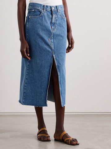 SLVRLAKE Frayed denim midi skirt