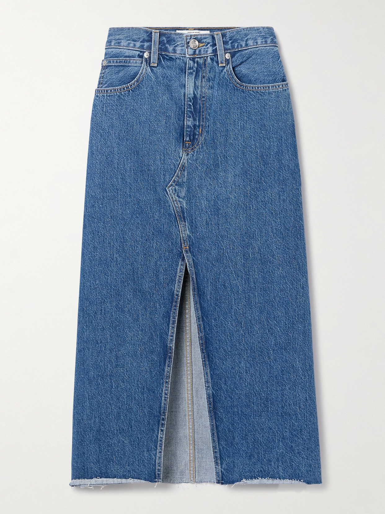 SLVRLAKE - Frayed Denim Midi Skirt - Blue