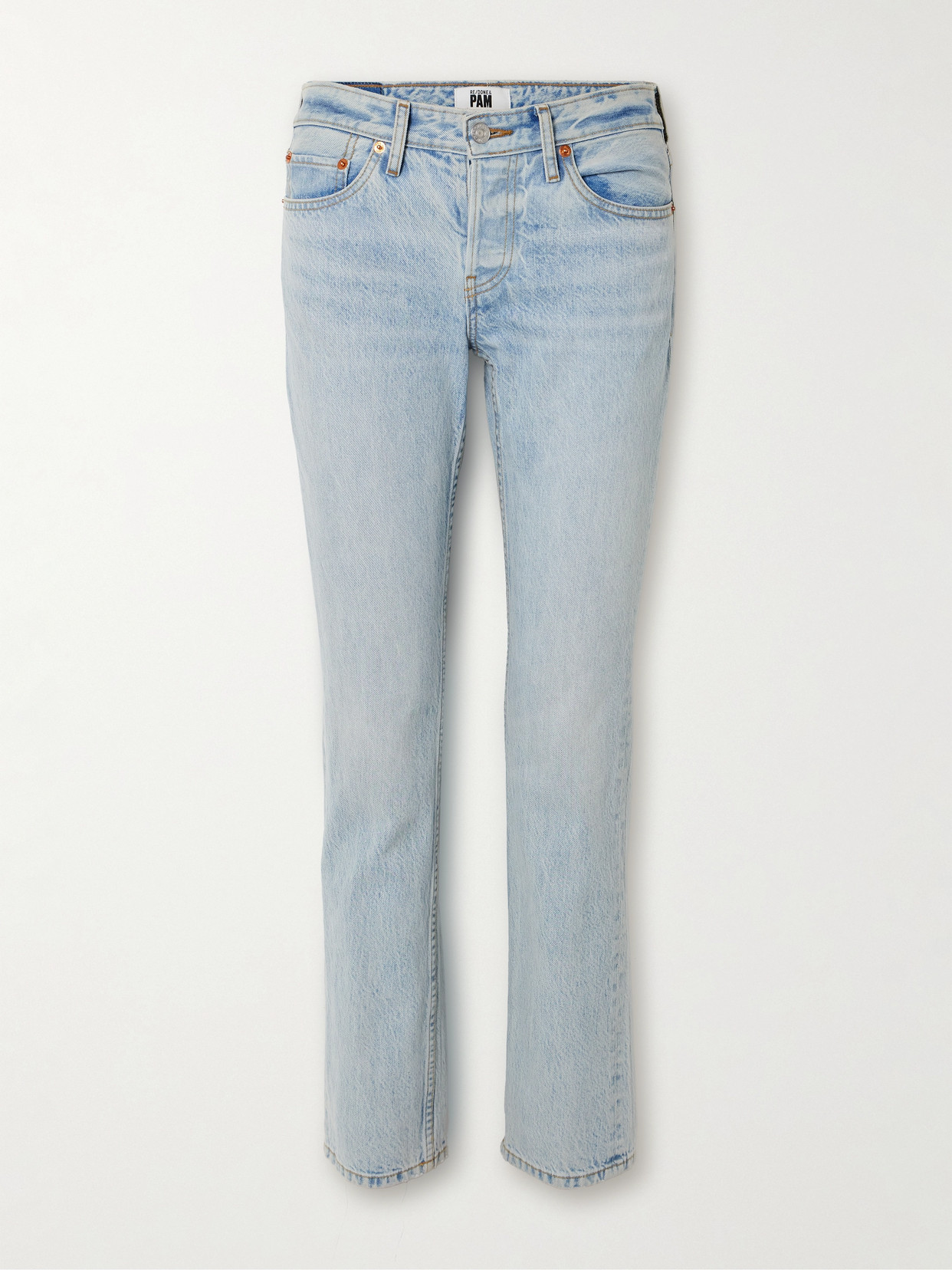 Re/done + Net Sustain + Pamela Anderson The Anderson High-rise Slim-leg Organic Jeans In Blue