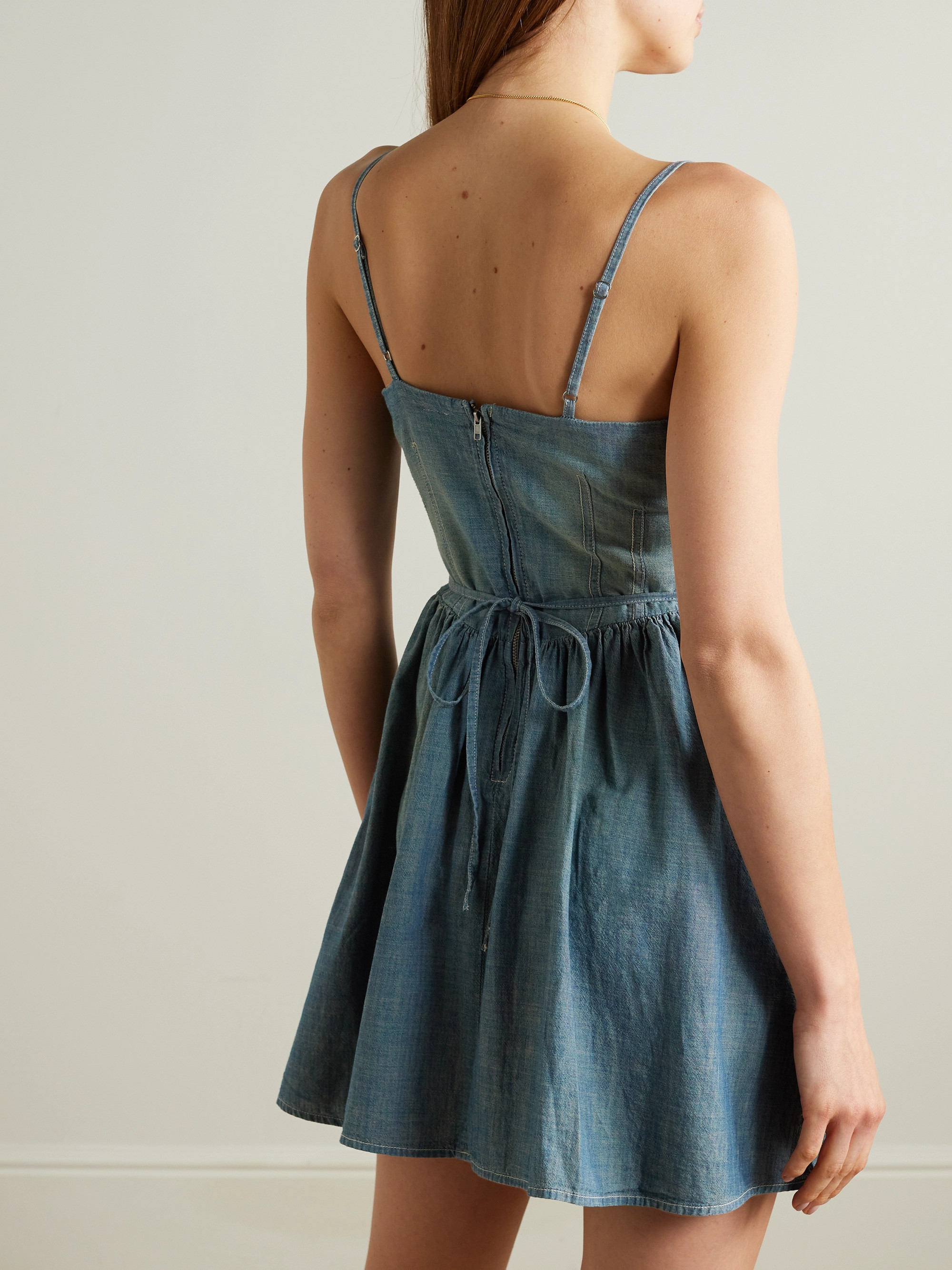 RE/DONE + NET SUSTAIN + Pamela Anderson organic cotton-chambray mini dress thumbnail