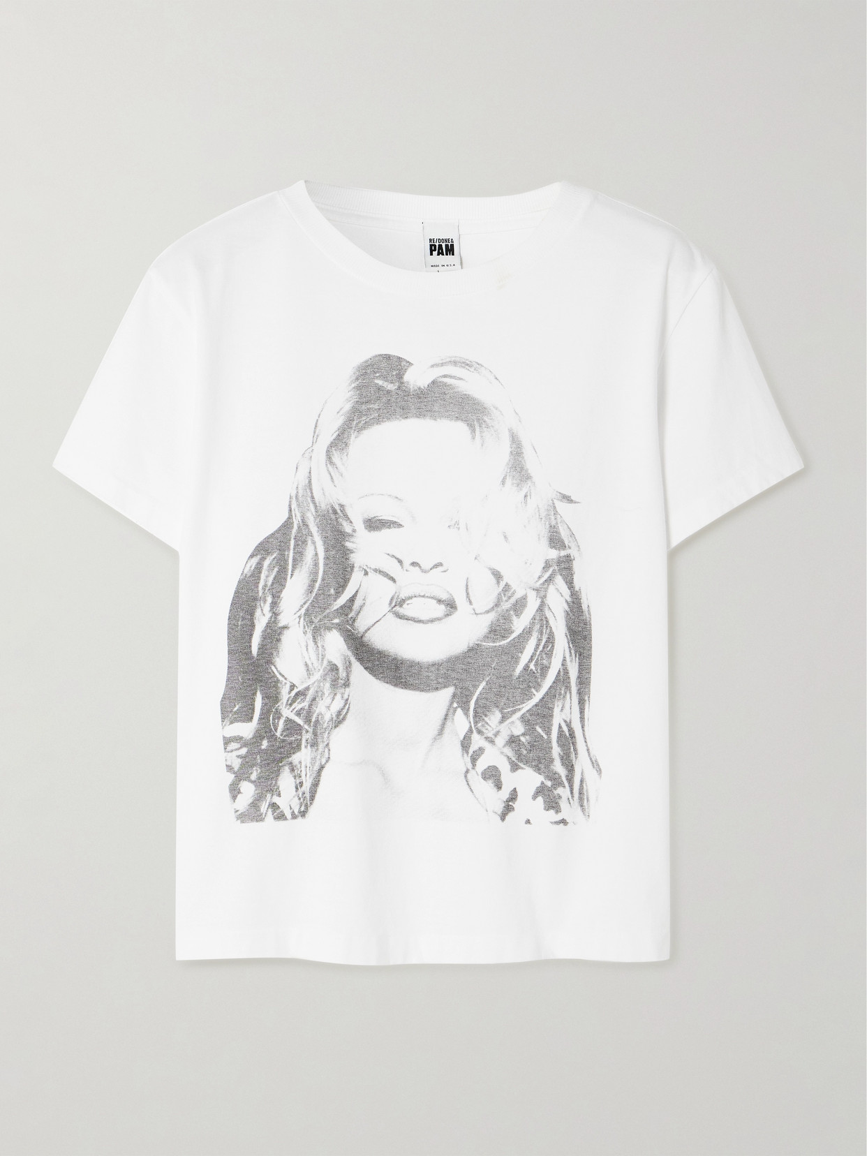 Shop Re/done + Net Sustain + Pamela Anderson Printed Organic Cotton-jersey T-shirt In White