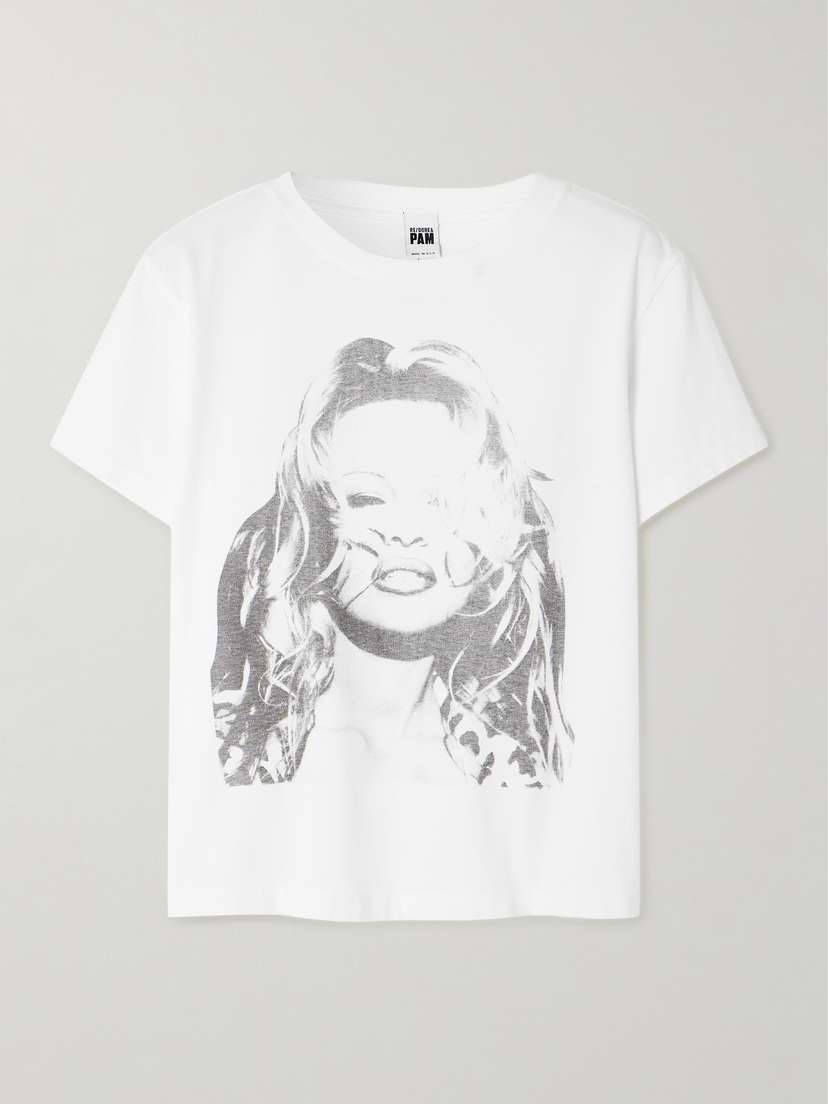 RE/DONE + Net Sustain + Pamela Anderson Printed Organic Cotton-jersey T-shirt