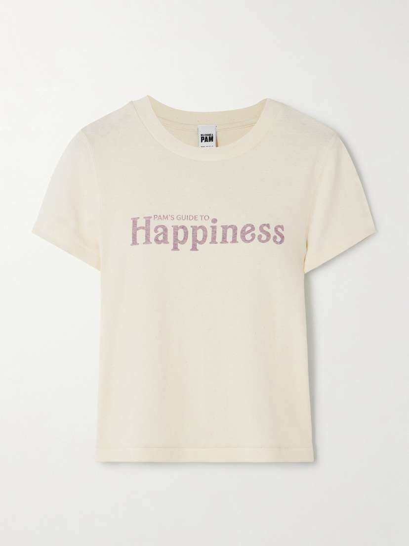 RE/DONE + Net Sustain + Pamela Anderson Printed Organic Cotton-jersey T-shirt