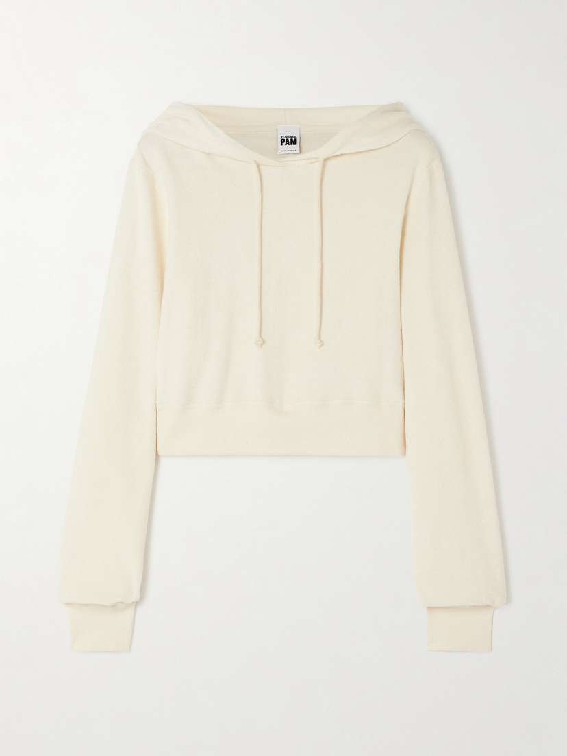 RE/DONE + Net Sustain + Pamela Anderson Cropped Organic And Recycled Cotton-terry Hoodie