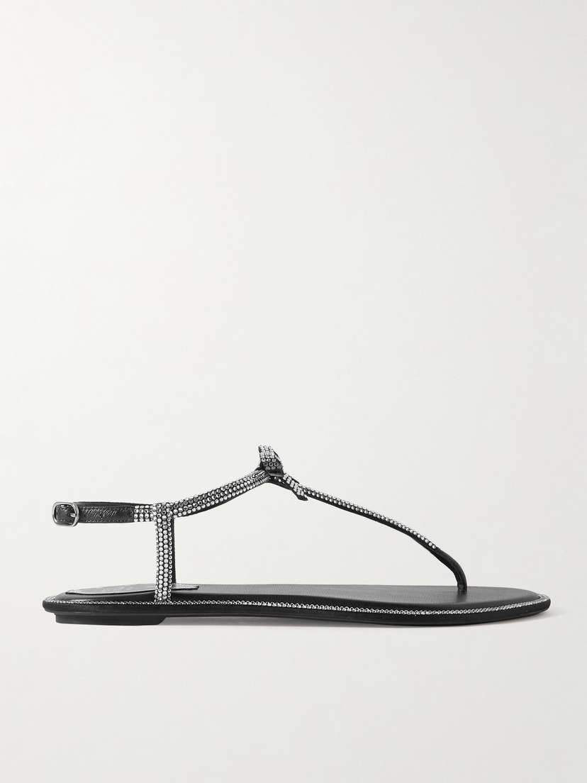 René Caovilla Caterina Bow And Crystal-embellished Leather Sandals