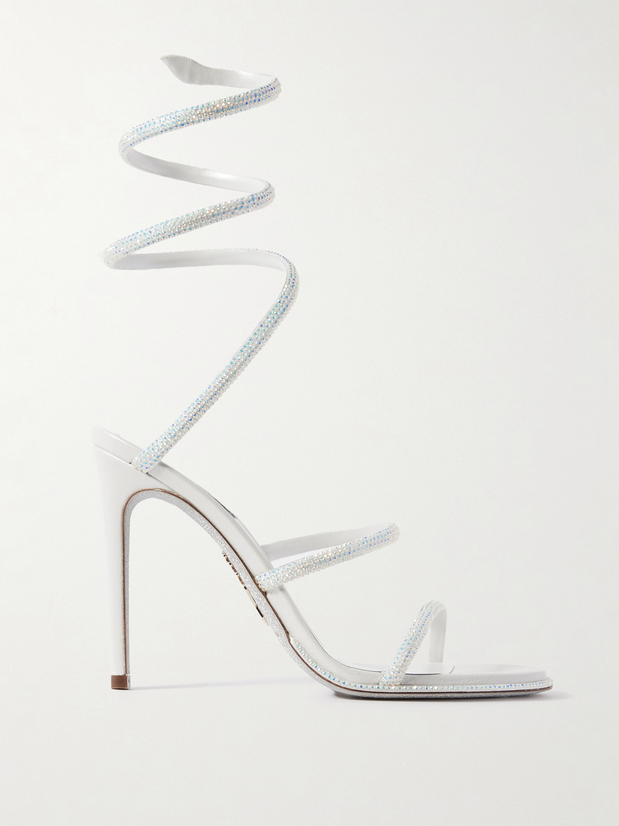 René Caovilla Cleo Crystal-embellished Satin Sandals In White