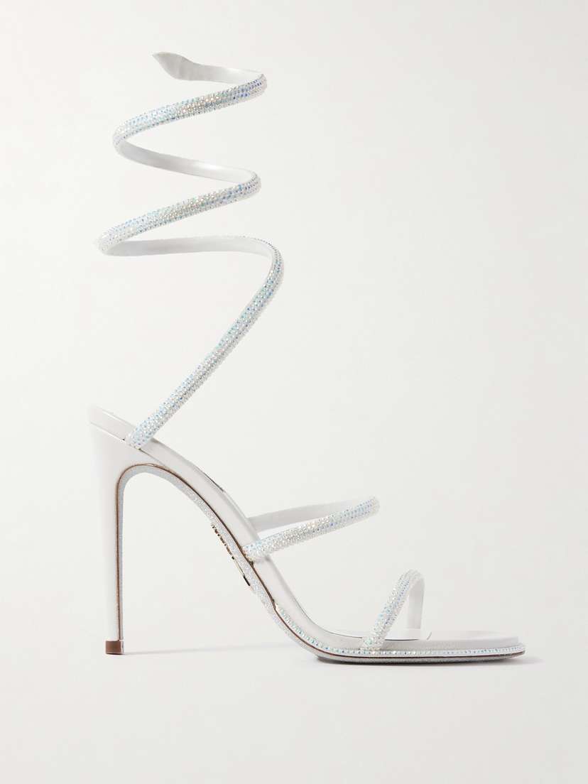René Caovilla Cleo Crystal-embellished Satin Sandals