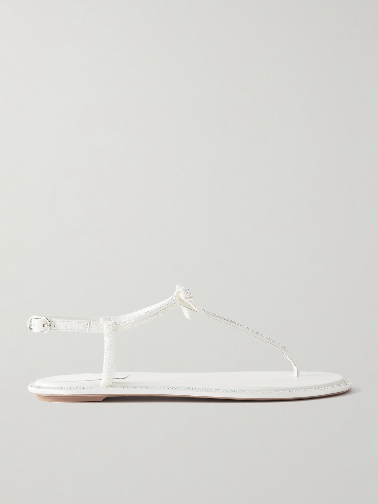 René Caovilla Caterina Bow And Crystal-embellished Leather Sandals In White