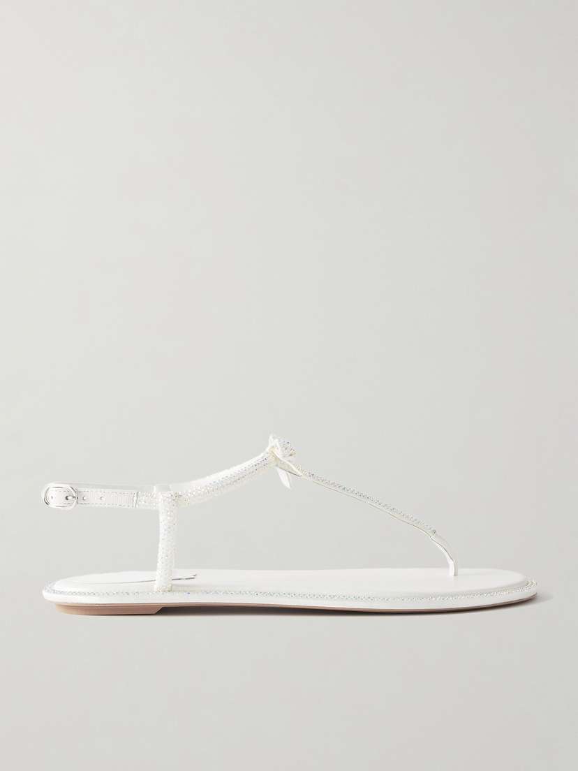 René Caovilla Caterina Bow And Crystal-embellished Leather Sandals