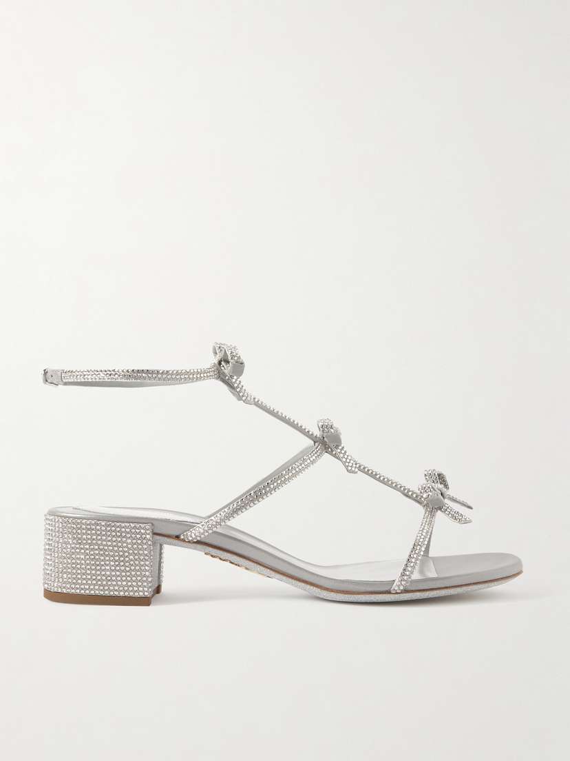 René Caovilla Caterina Bow And Crystal-embellished Satin Sandals