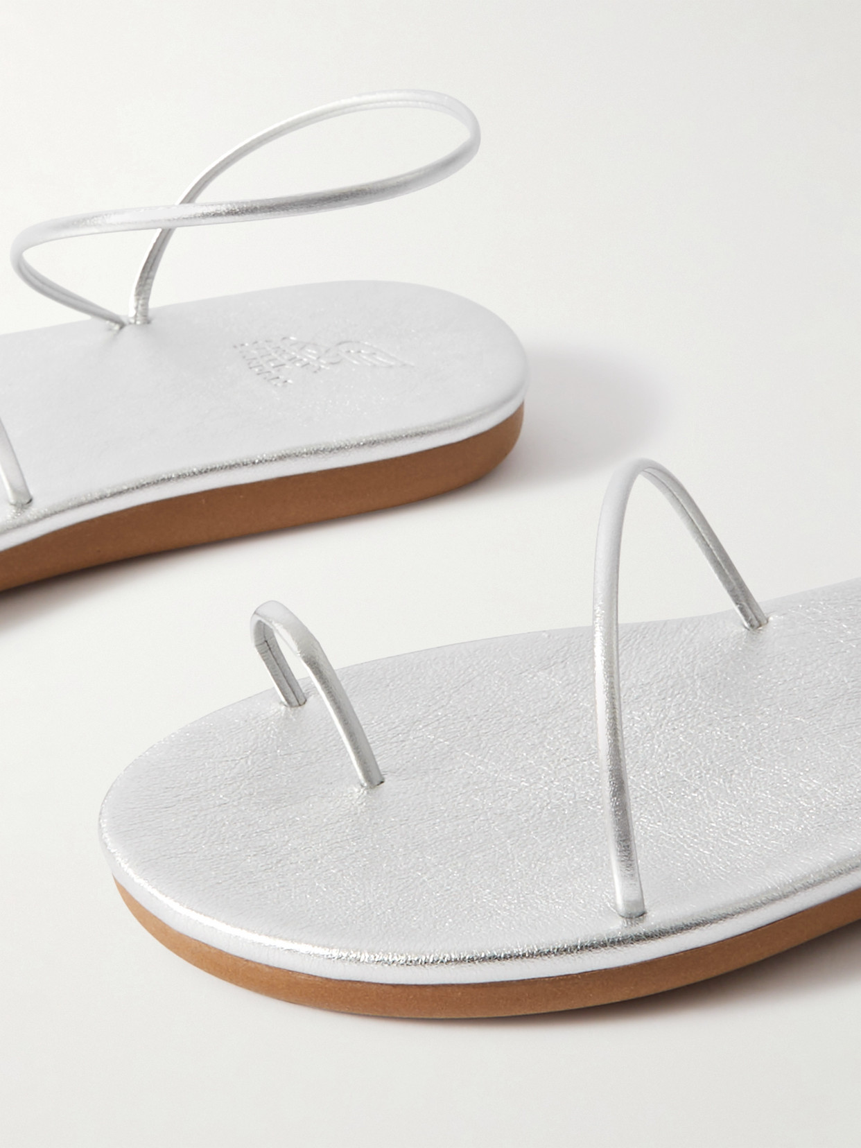 Ancient Greek Sandals Round-toe Flat Sandals In Silver
