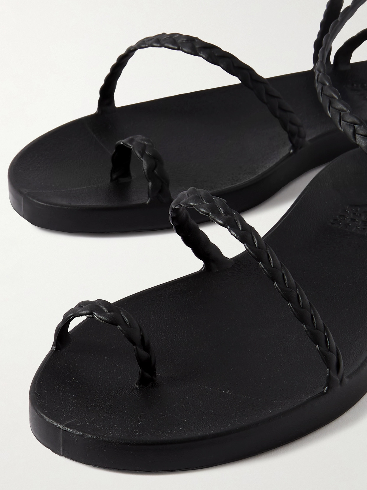 Shop Ancient Greek Sandals Eleftheria Braided Rubber Sandals In Black