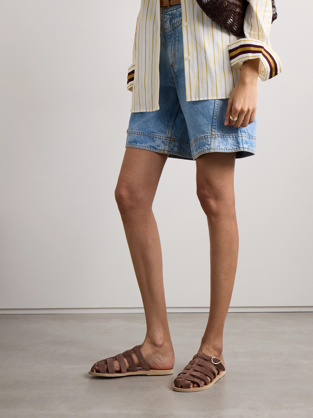 Ancient Greek Sandals Cosmia Suede Sandals In Brown