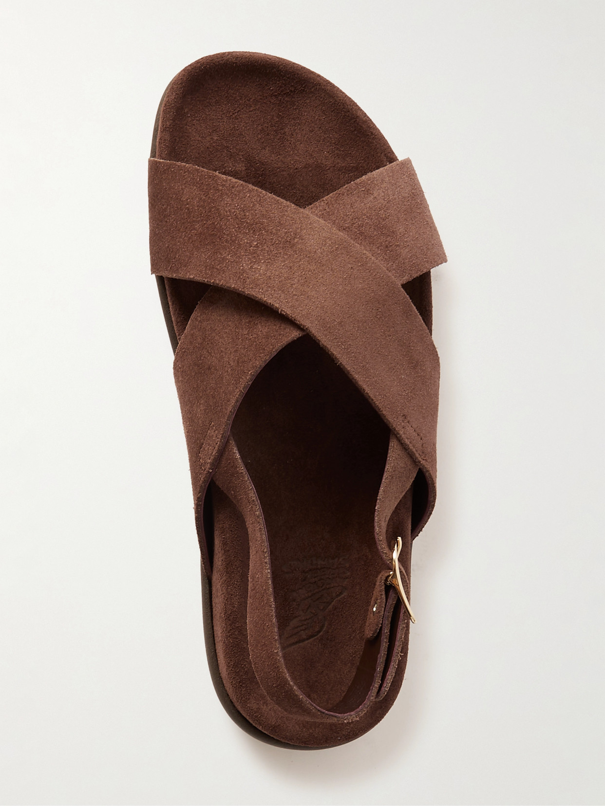 Shop Ancient Greek Sandals Ikesia Suede Slingback Sandals In Brown