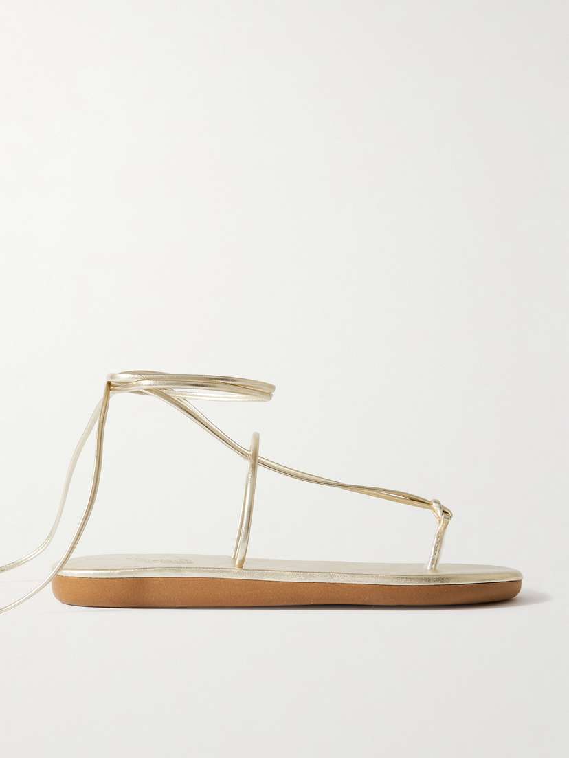 Ancient Greek Sandals Chordi Braided Metallic Leather Sandals