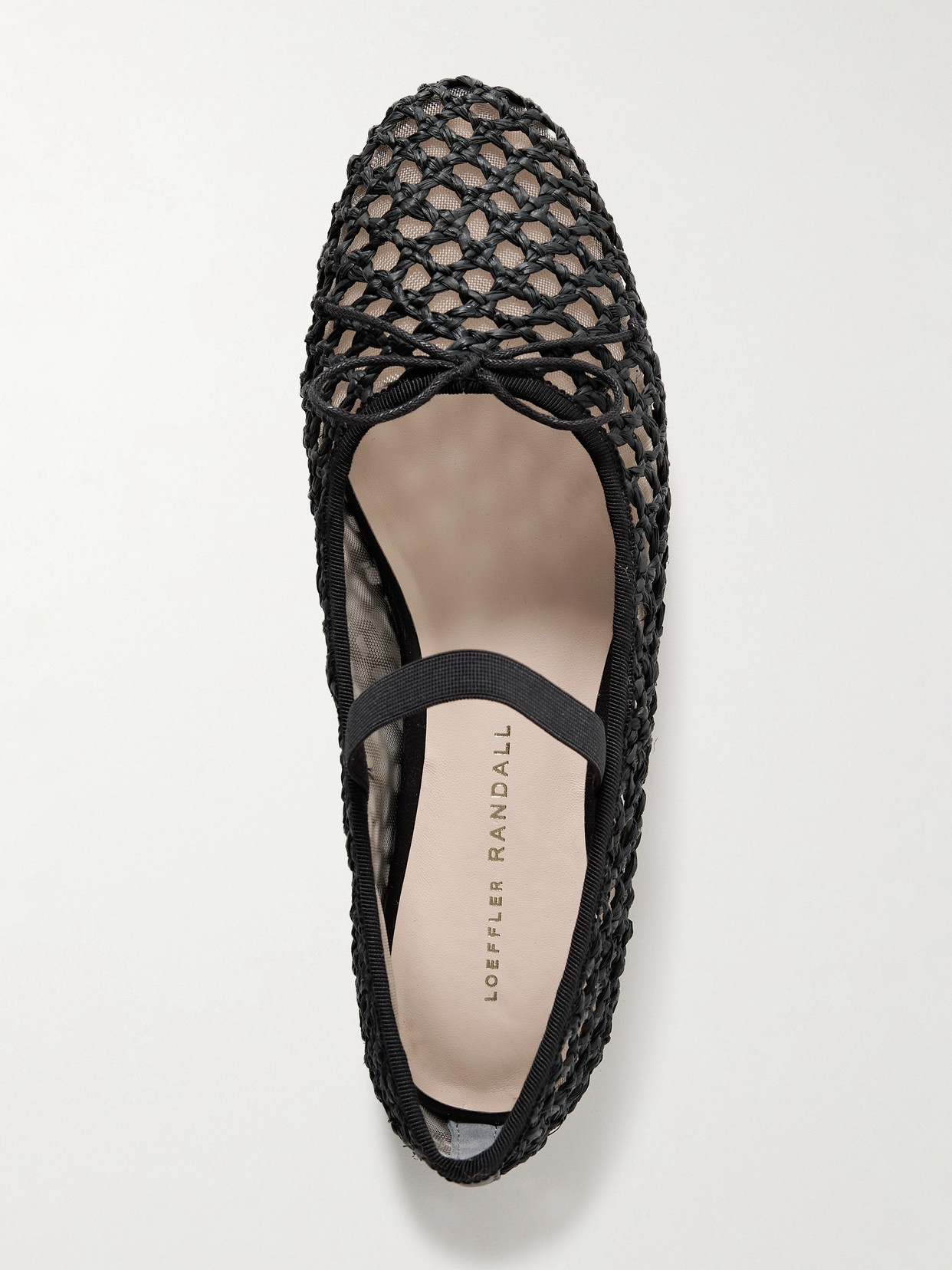 Leonie Grosgrain-Trimmed Raffia Mary Jane Ballet Flats