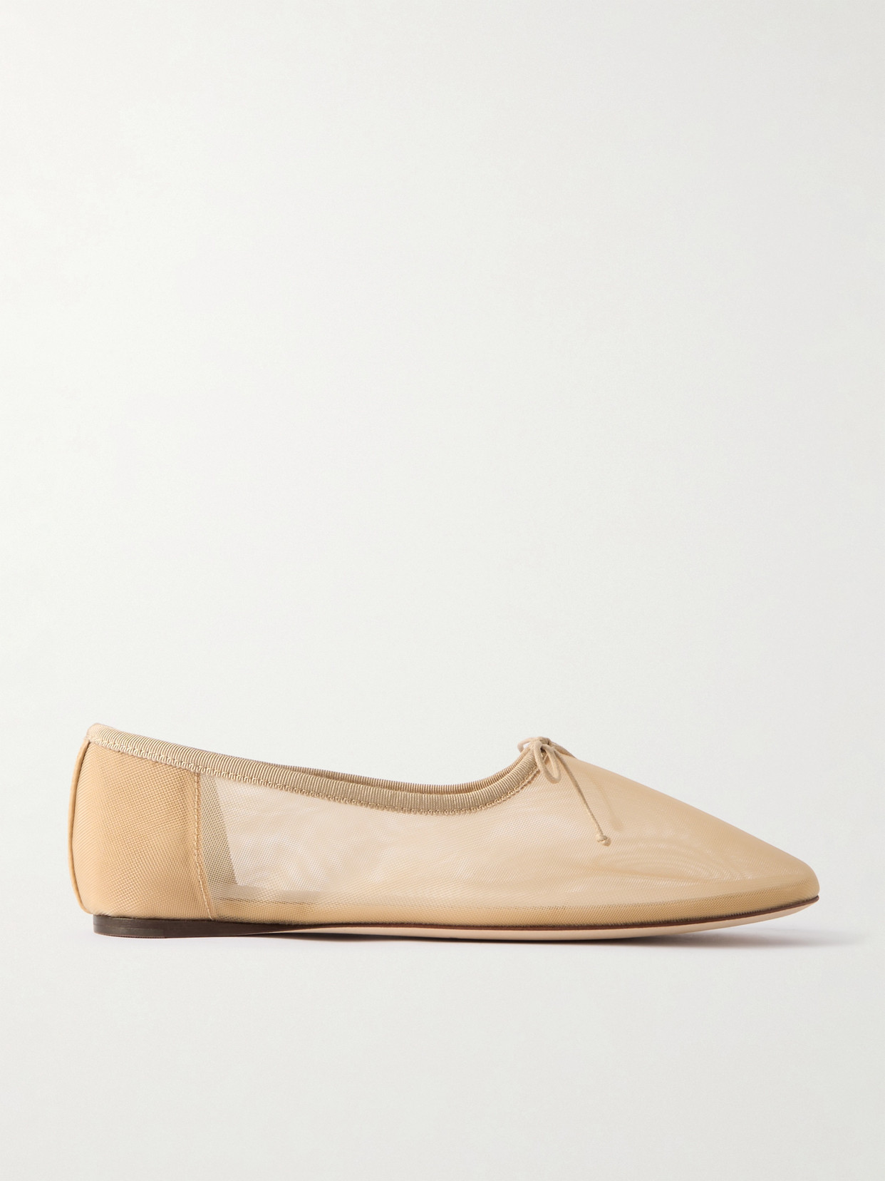 Shop Loeffler Randall Landon Bow-embellished Mesh Ballet Flats In Neutrals