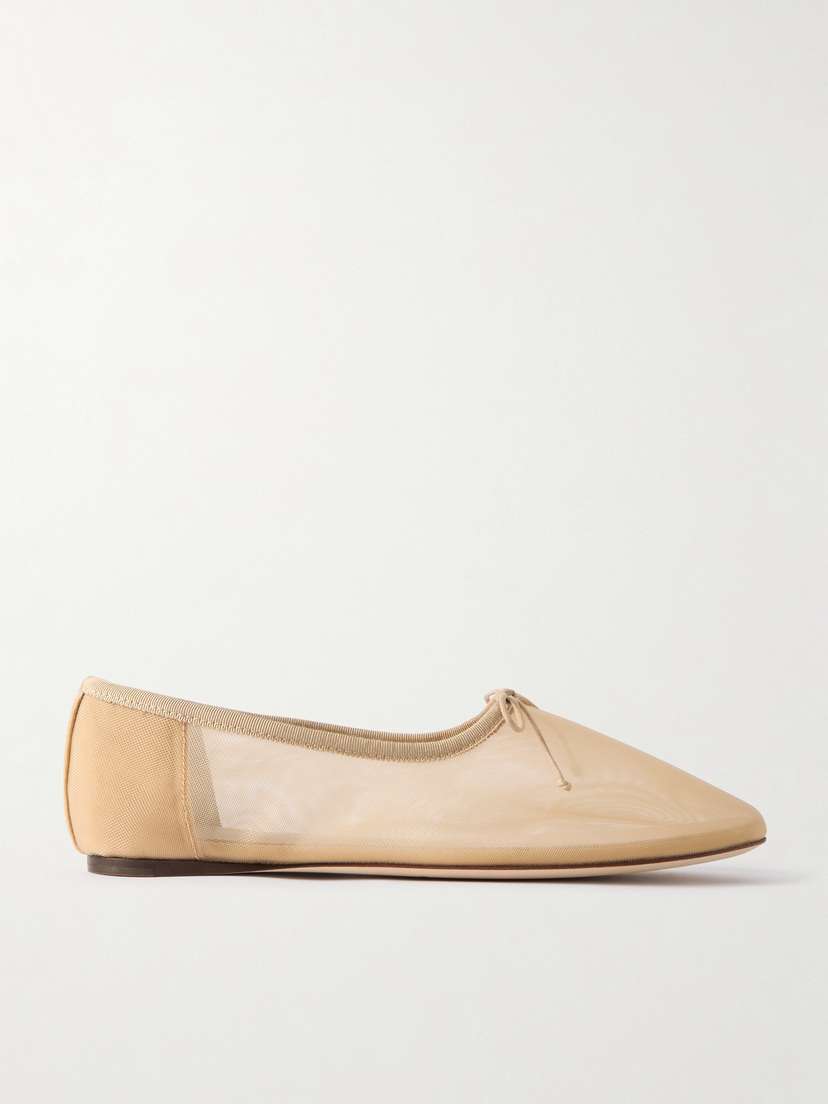 Loeffler Randall Landon Bow-embellished Mesh Ballet Flats