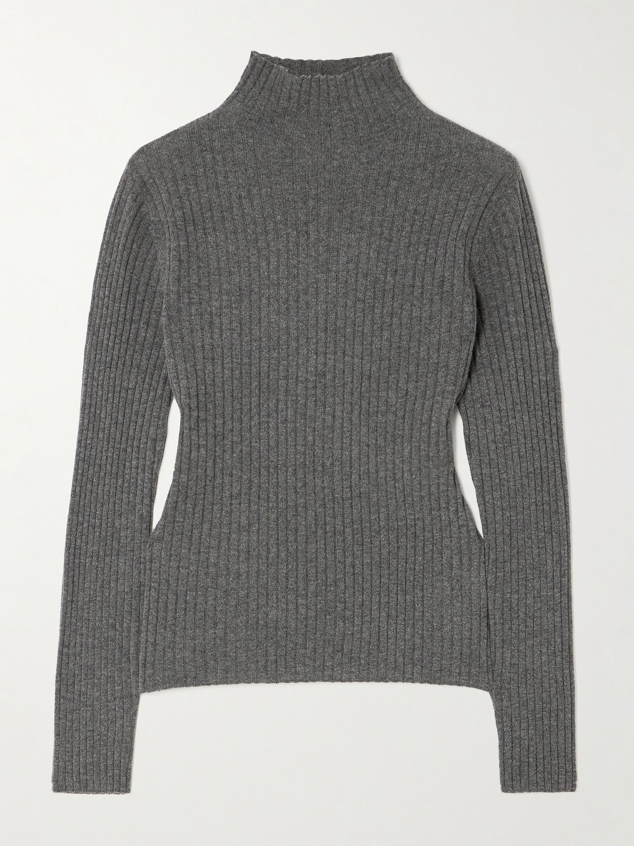 Arch4 + Net Sustain Ariana Ribbed Organic Cashmere Turtleneck Sweater In Gray