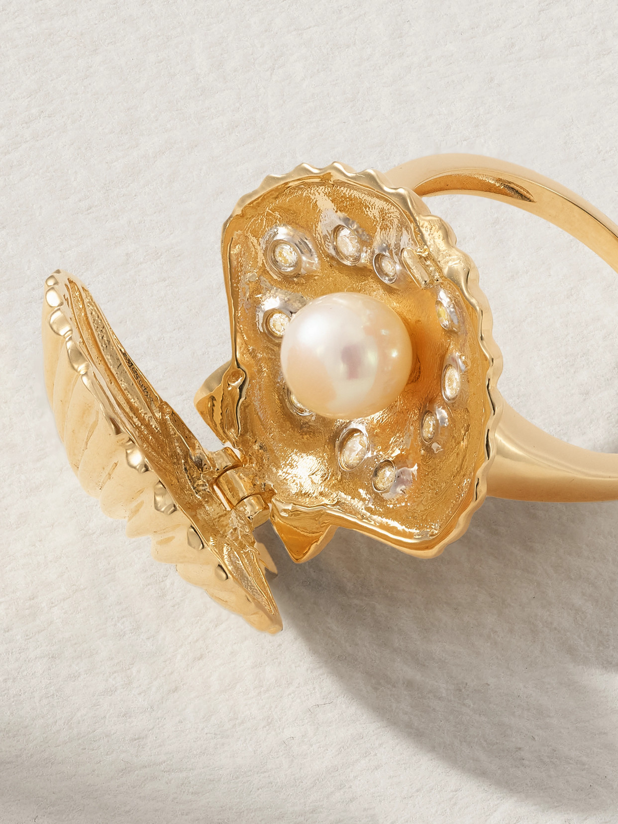 Mateo Lady Venus 14-karat Gold, Diamond And Pearl Ring In Gold