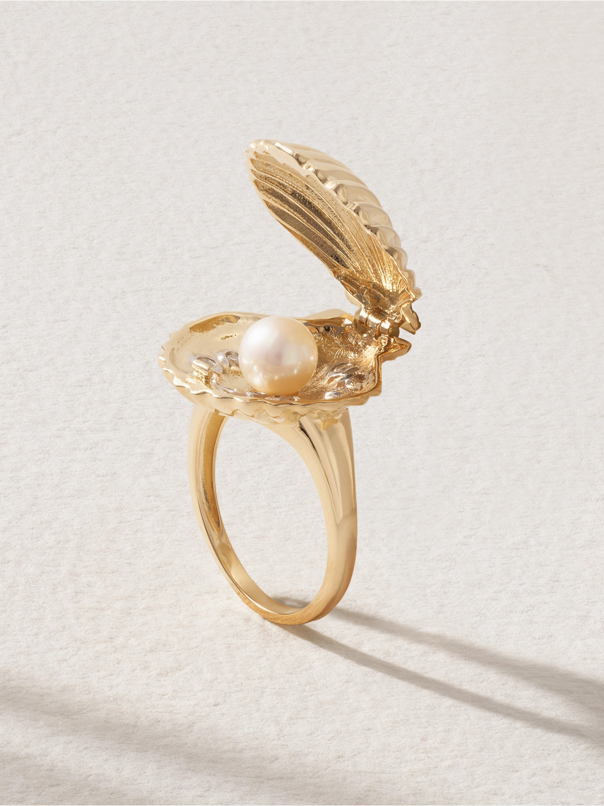 Mateo Lady Venus 14-karat Gold, Diamond And Pearl Ring