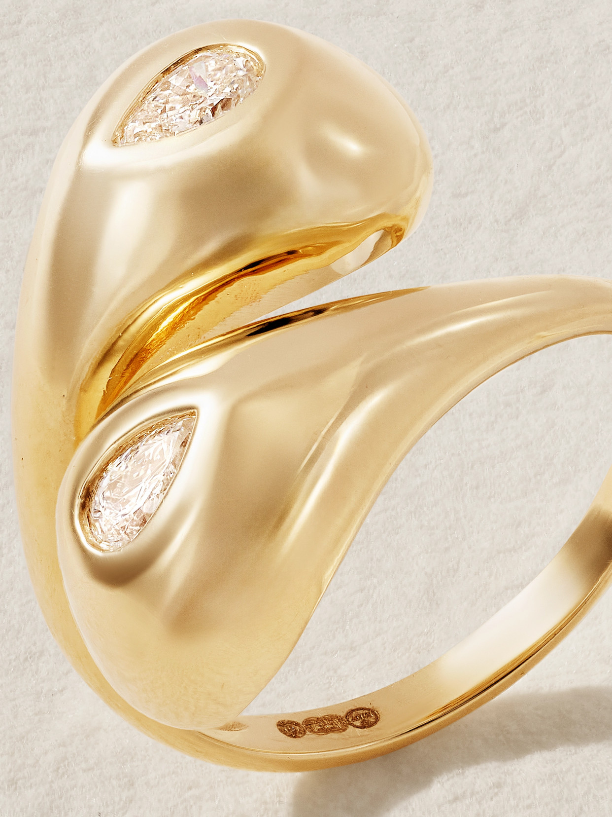 Mateo Twin Water Droplet 14k Yellow Gold Diamond Ring In Gold