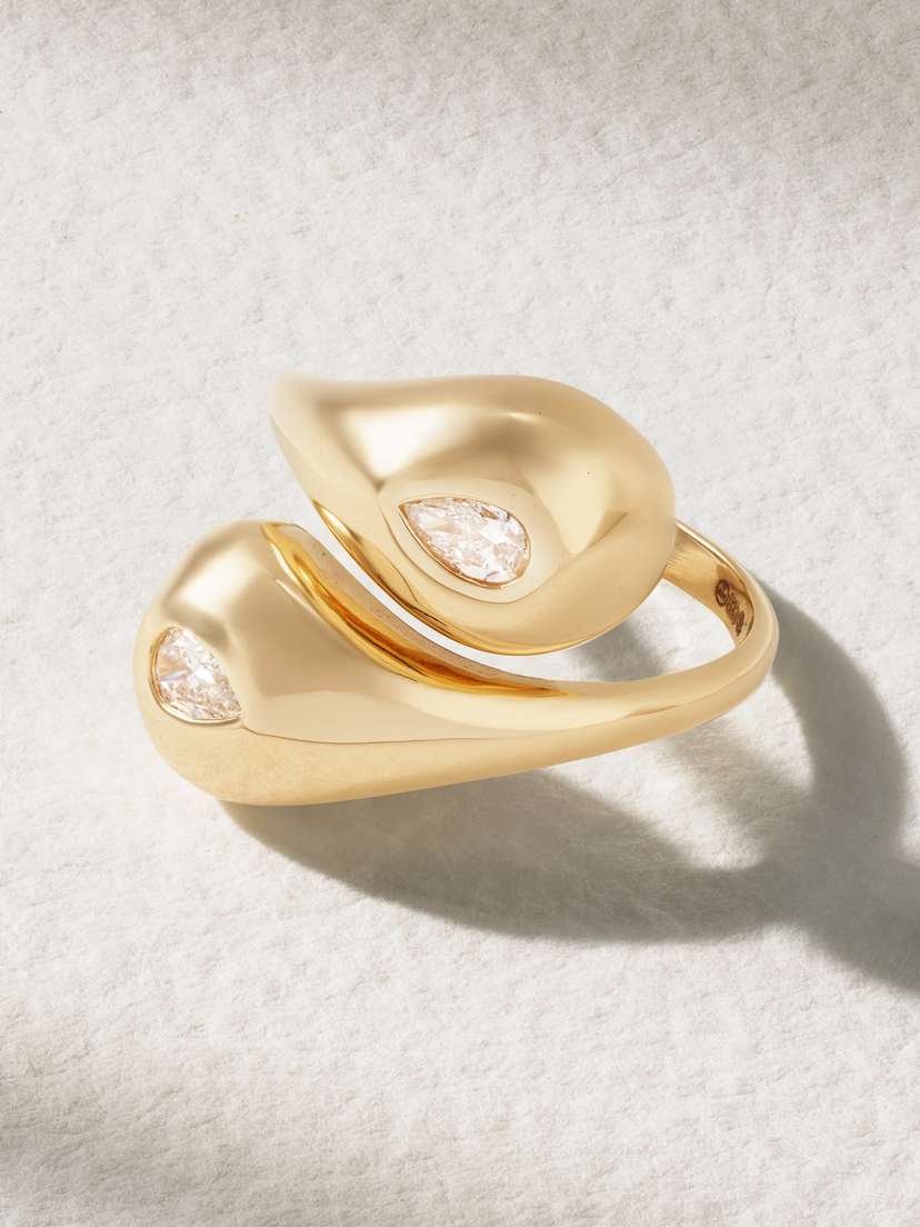 Mateo Twin Water Droplet 14-karat Gold Diamond Ring