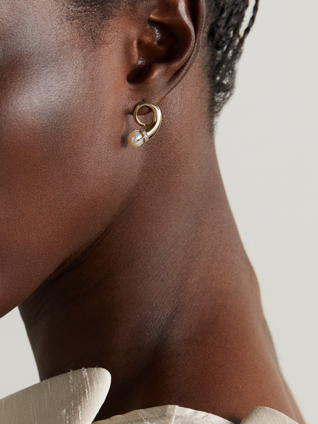 Shop Mateo Cornucopia 14-karat Gold, Diamond And Pearl Earrings