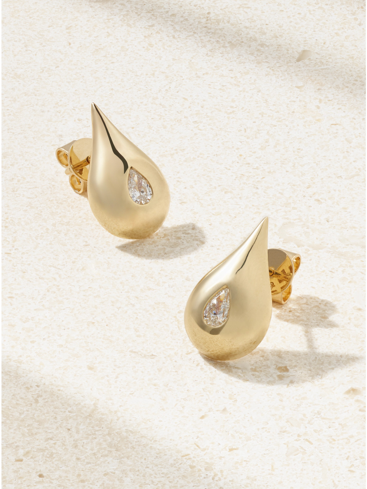 Mateo Water Droplet 14-karat Gold Diamond Earrings