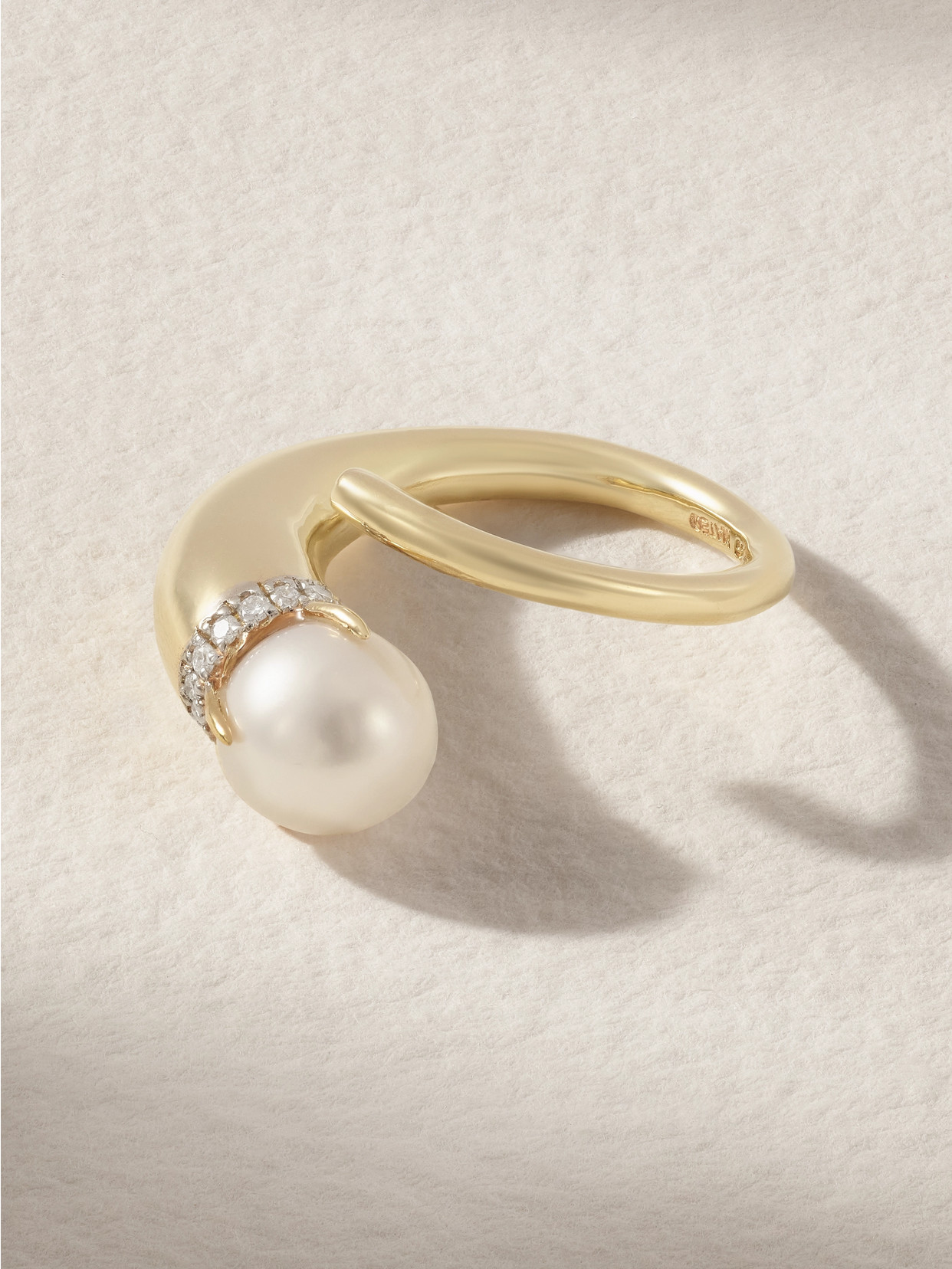 Mateo - Cornucopia 14-karat Gold, Diamond And Pearl Ring - 5