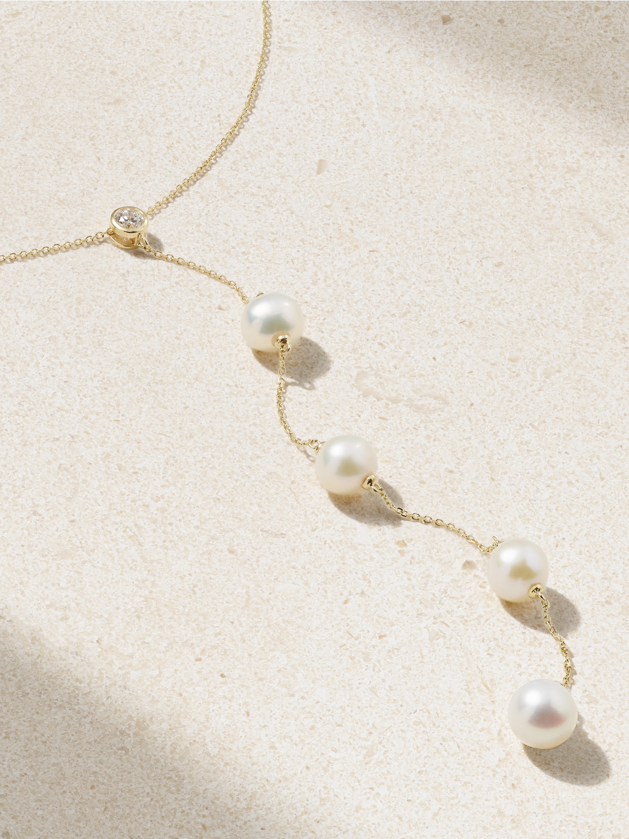 Mateo Drizzle 14-karat Gold, Diamond And Pearl Necklace In Gold