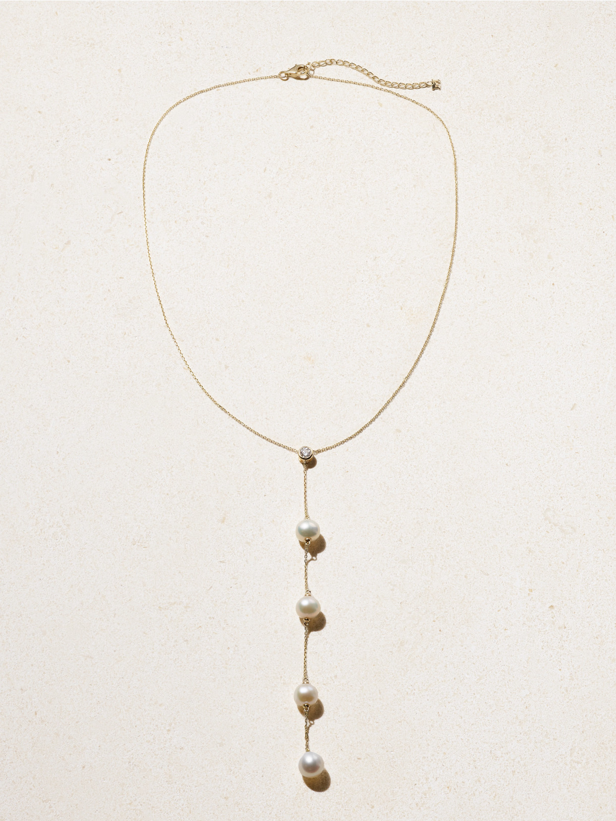 Mateo Drizzle 14-karat Gold, Diamond And Pearl Necklace