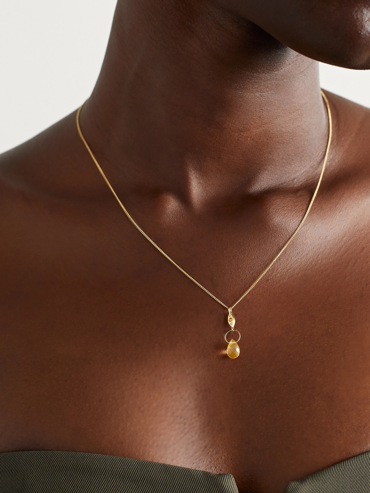 Shop Melissa Joy Manning 14-karat Recycled Gold, Diamond And Citrine Necklace