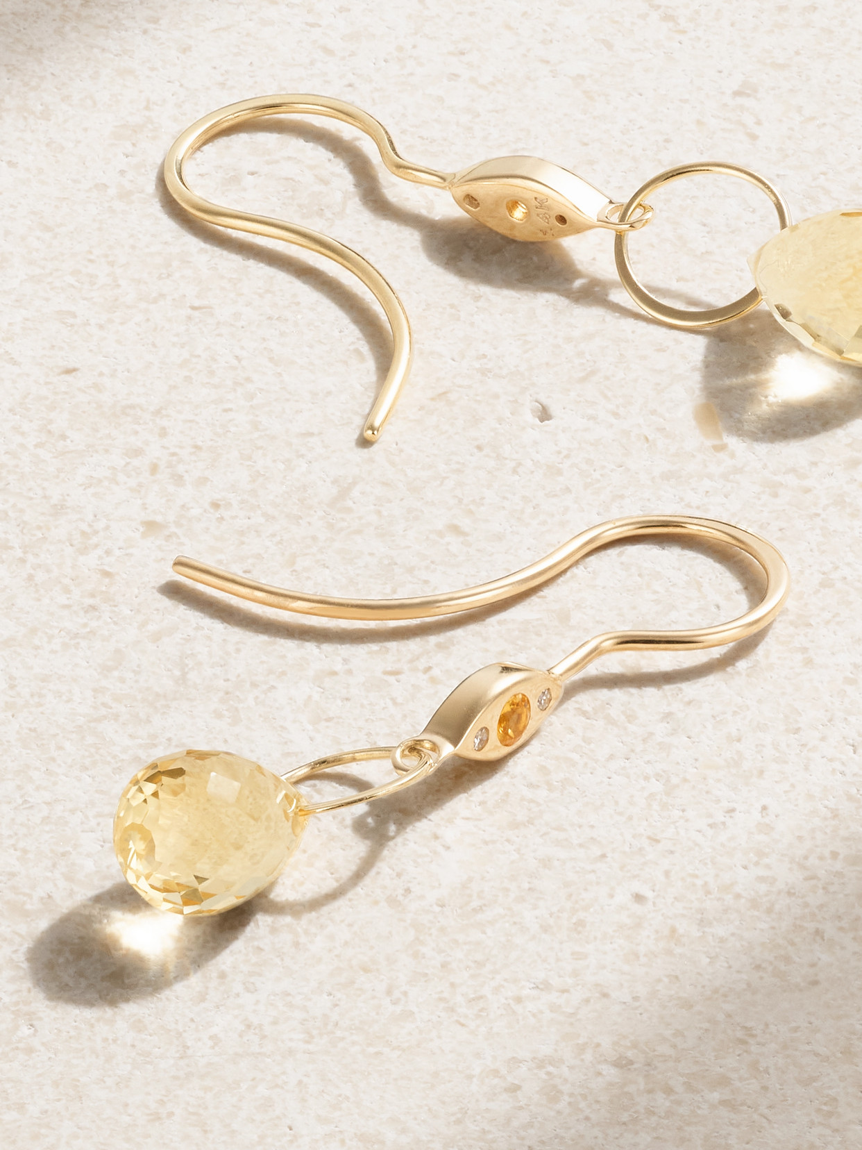 Shop Melissa Joy Manning 14-karat Recycled Gold, Citrine And Diamond Earrings