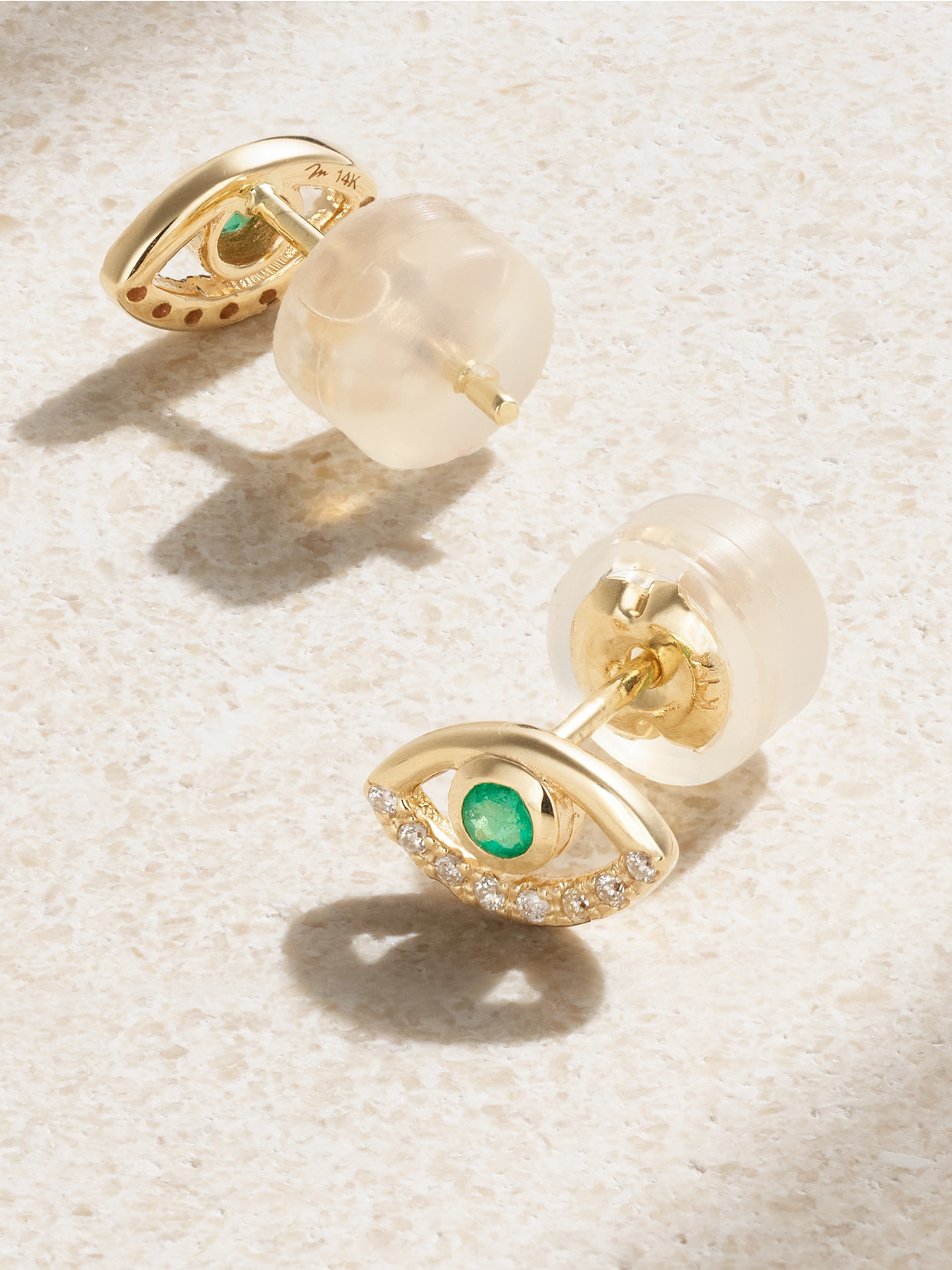 Shop Melissa Joy Manning Wink 14-karat Recycled Gold, Diamond And Emerald Earrings