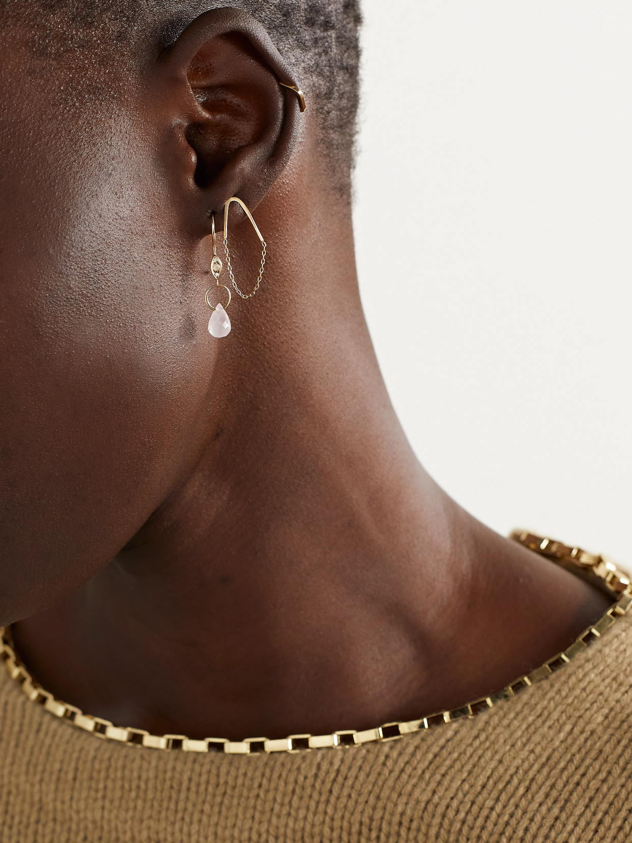 Shop Melissa Joy Manning 14-karat Recycled Gold, Rose Quartz And Diamond Earrings