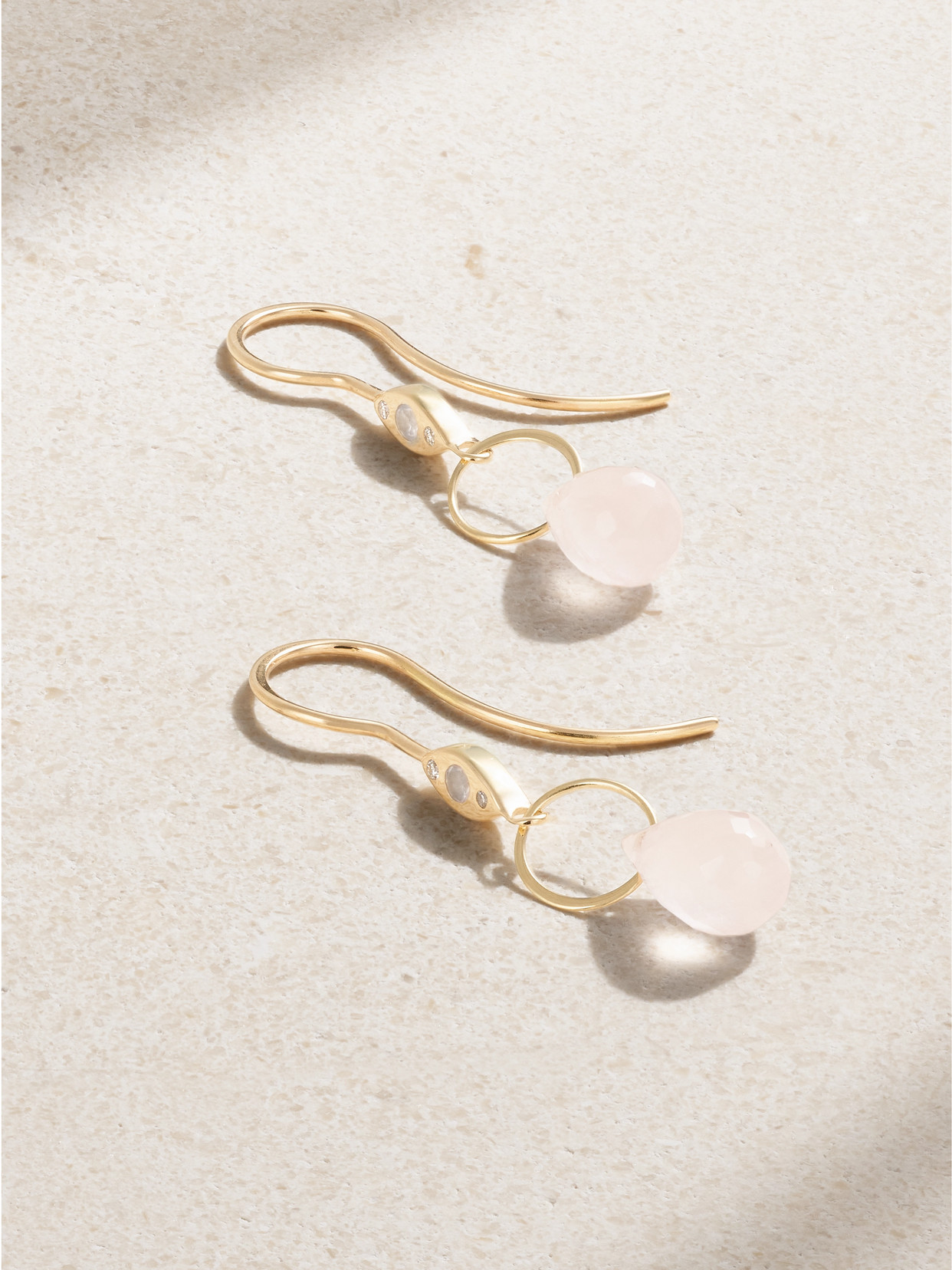 Melissa Joy Manning 14-karat Recycled Gold, Rose Quartz And Diamond Earrings