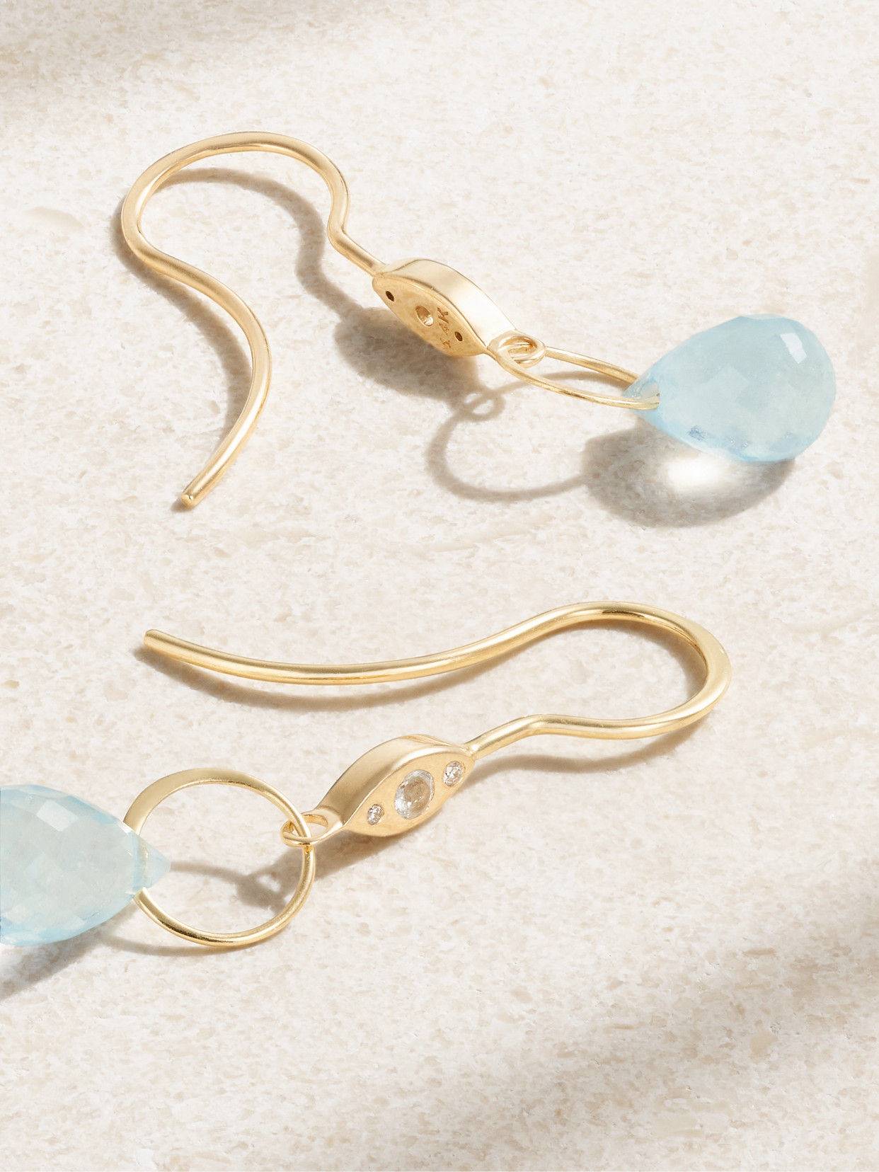 Shop Melissa Joy Manning 14-karat Recycled Gold, Aquamarine And Diamond Earrings